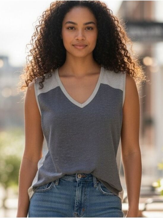 RBX Tops - RBX Womens Muscle Tank Top Gray White #TK20
